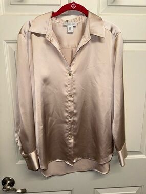 Rachel Zoe Satin Blouse in Light Champagne Beige